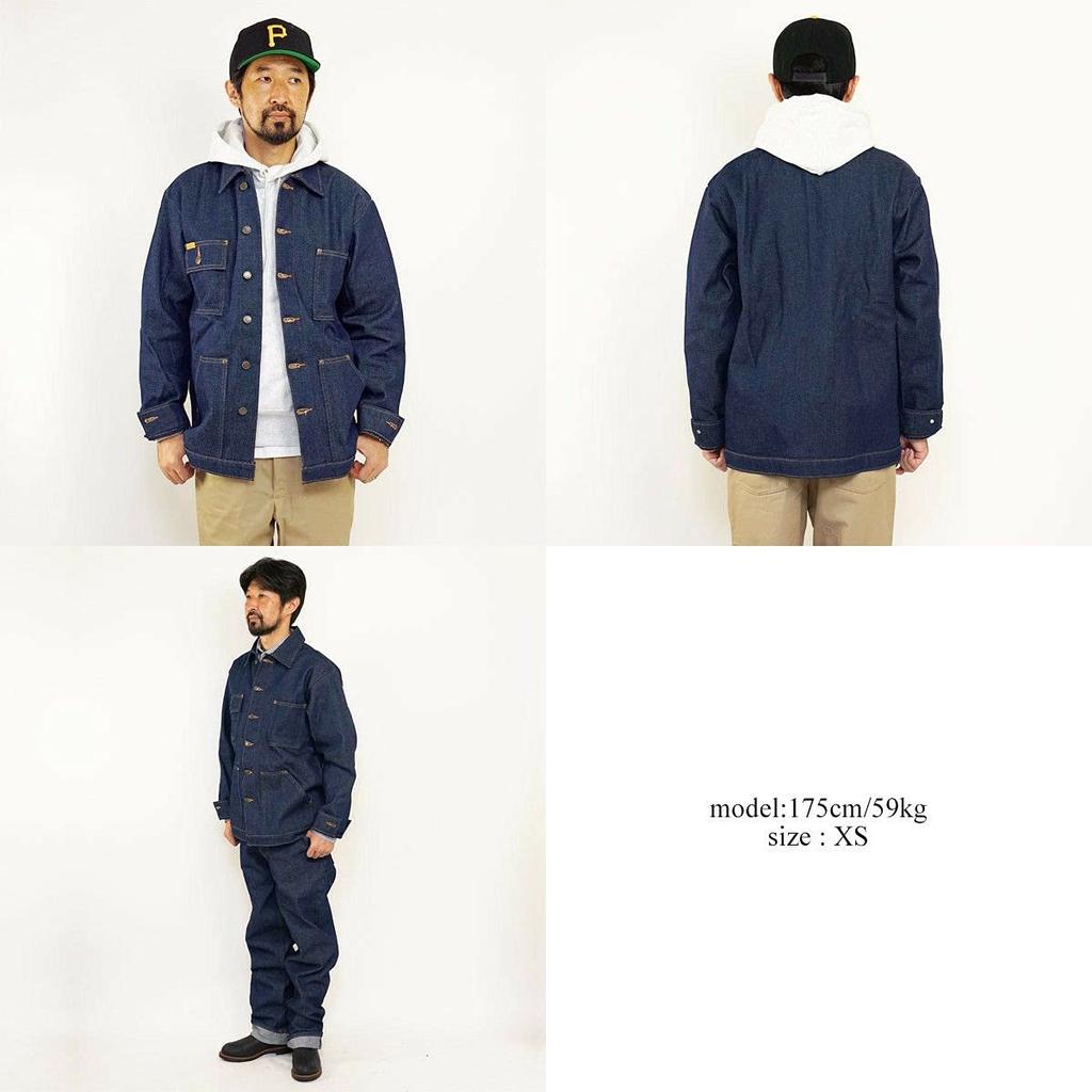 Prison Blues Denim Yard Rigid Custom Red Fox Size L Coat, Blue, Stitch, [Used]