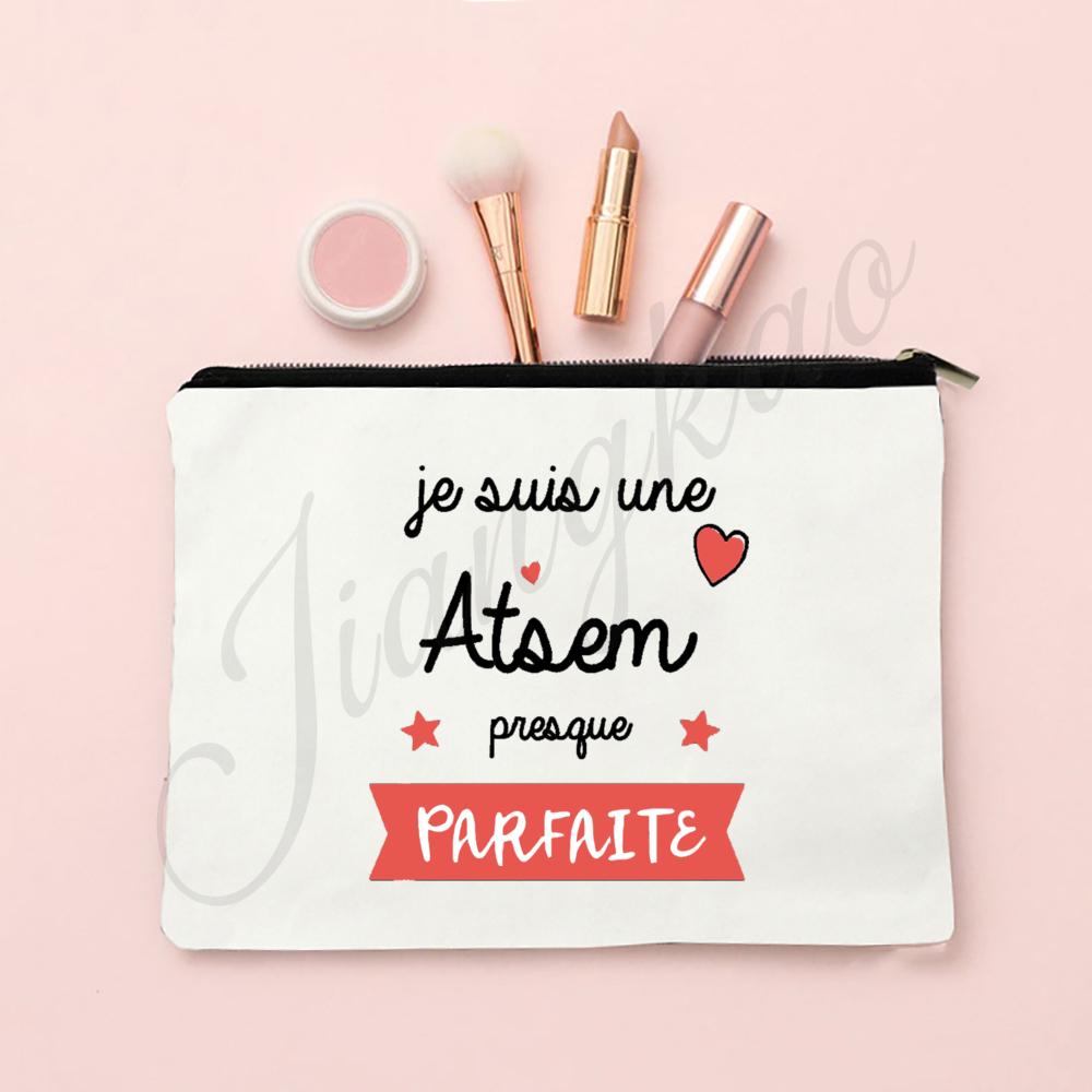 Thank Super Teacher Print Makeup Bag Travel Toiletries Storage Pouch School Pencil Bags Gift for Atsem Avs Aesh Maitress Maitre