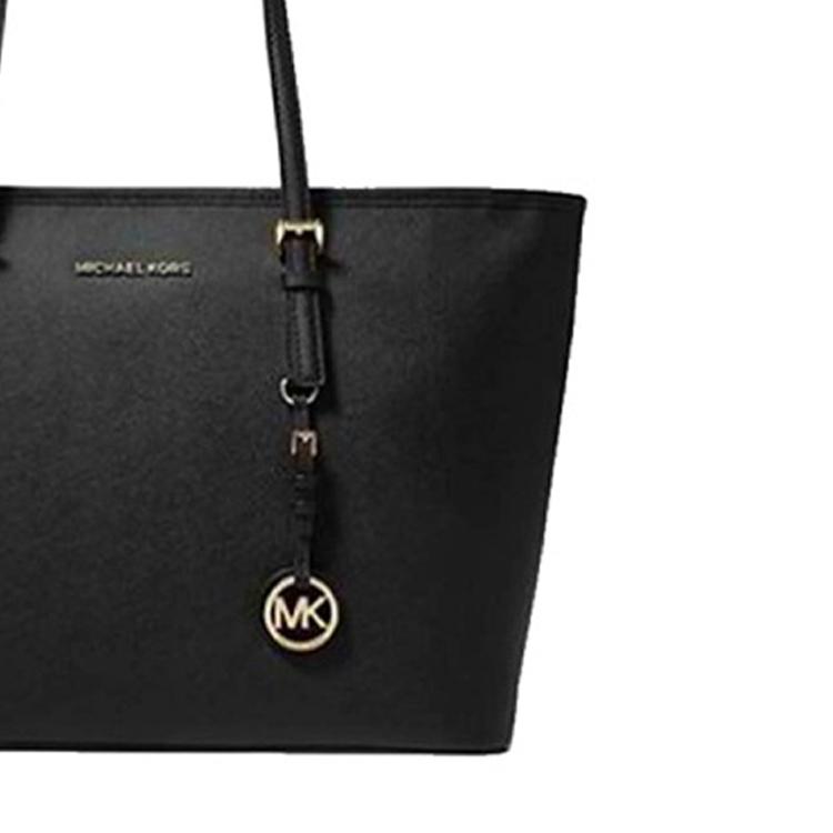 New MICHAEL KORS Jet Set Polyester Tote Bag, Shopping Bag, Handbag, Shoulder Bag Medium Size Women's Black 30F0GTVT6V-BLACK