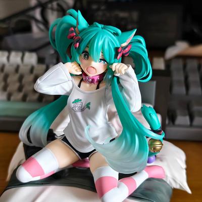 Vocaloid Star Cat Ear Short Sleeve Pajama Hatsune Figure MIKU Scenery Miniature Animation Beautiful Girl Table Decoration Piece Present