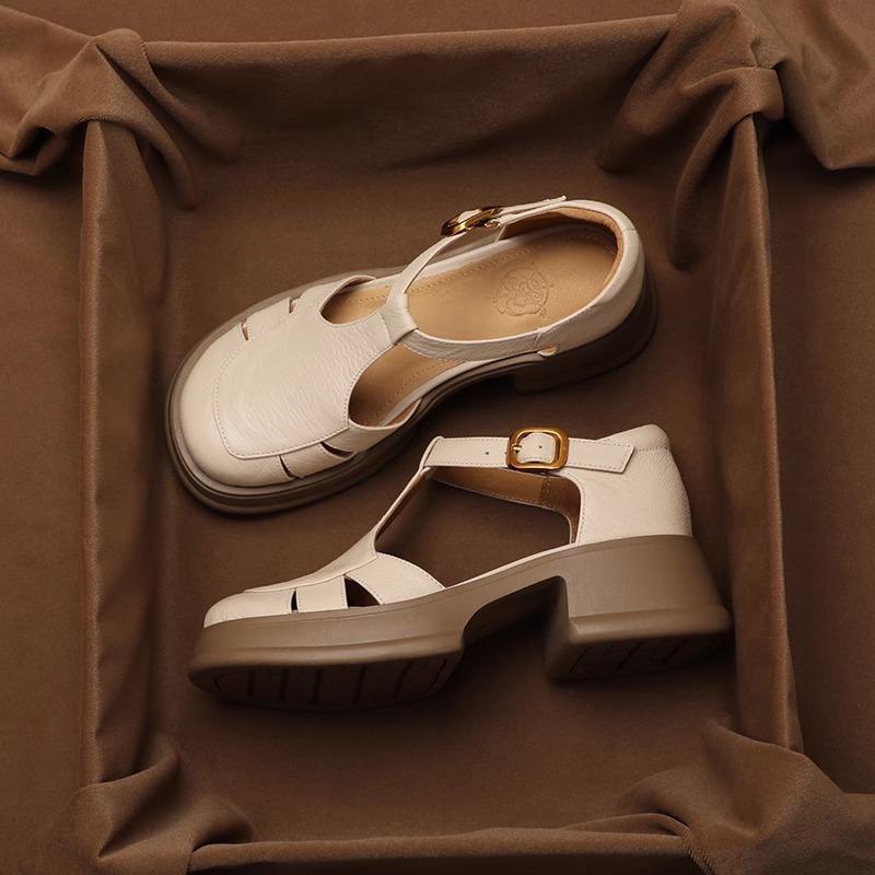 Letnie sandały retro z pustym noskiem rzymskim dla kobiet