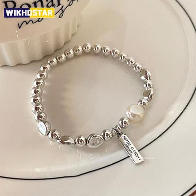 Fashion Irregularis Pearl Bracelets Silver Color Ladies Bracelet for Women Bead Chain Imitation Pearls Party Jewelry Gift