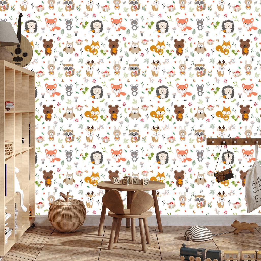 Joyful Forest Animals Wallpaper for Living Room and Bedroom 50x1000