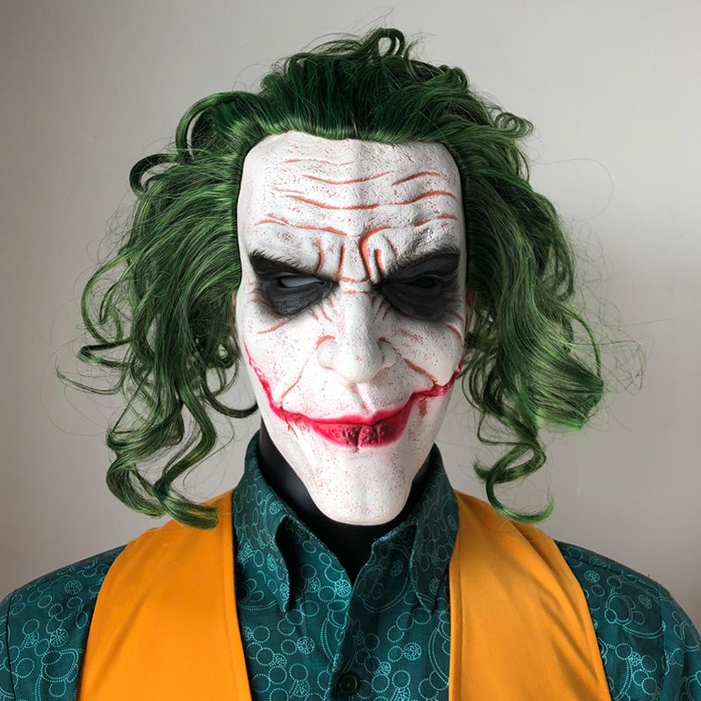 Dark Knight Batman Joker Latex Mask Wig Halloween Horror Prop