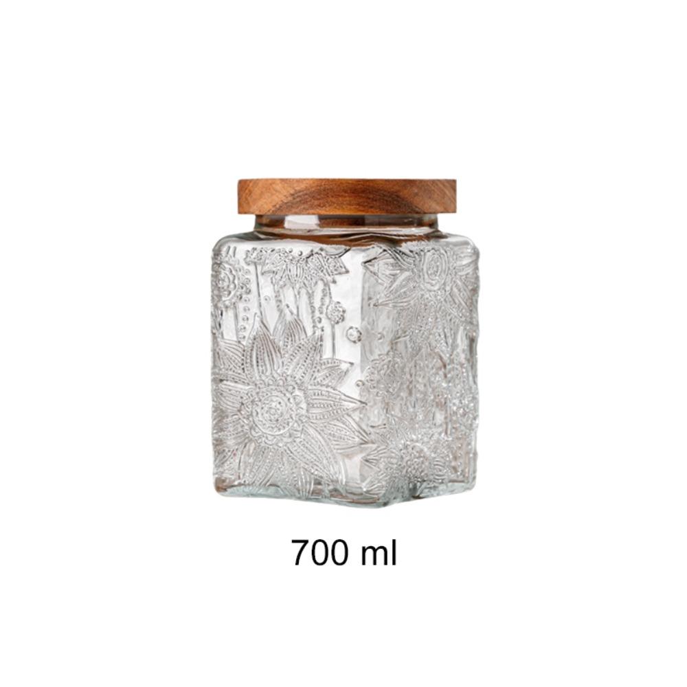 Wood Lid Kitchen Glass Bottle Vintage Mason Jar Multi-functional Grains Storage Box Candy
