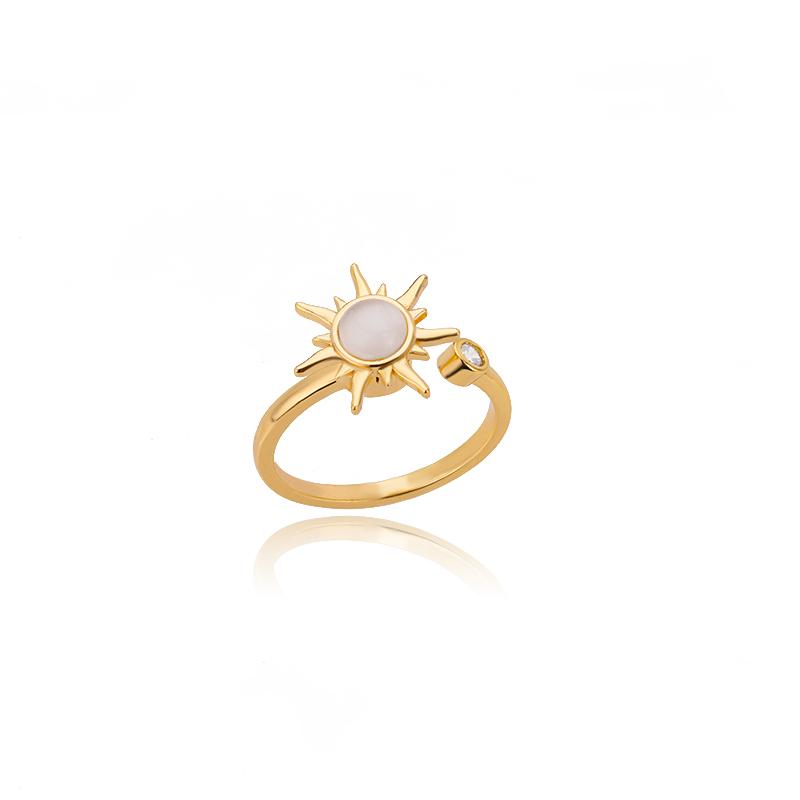 Geometric Sunflower Rotatable Ring, Niche Design Versatile With Adjustable Opening Ring