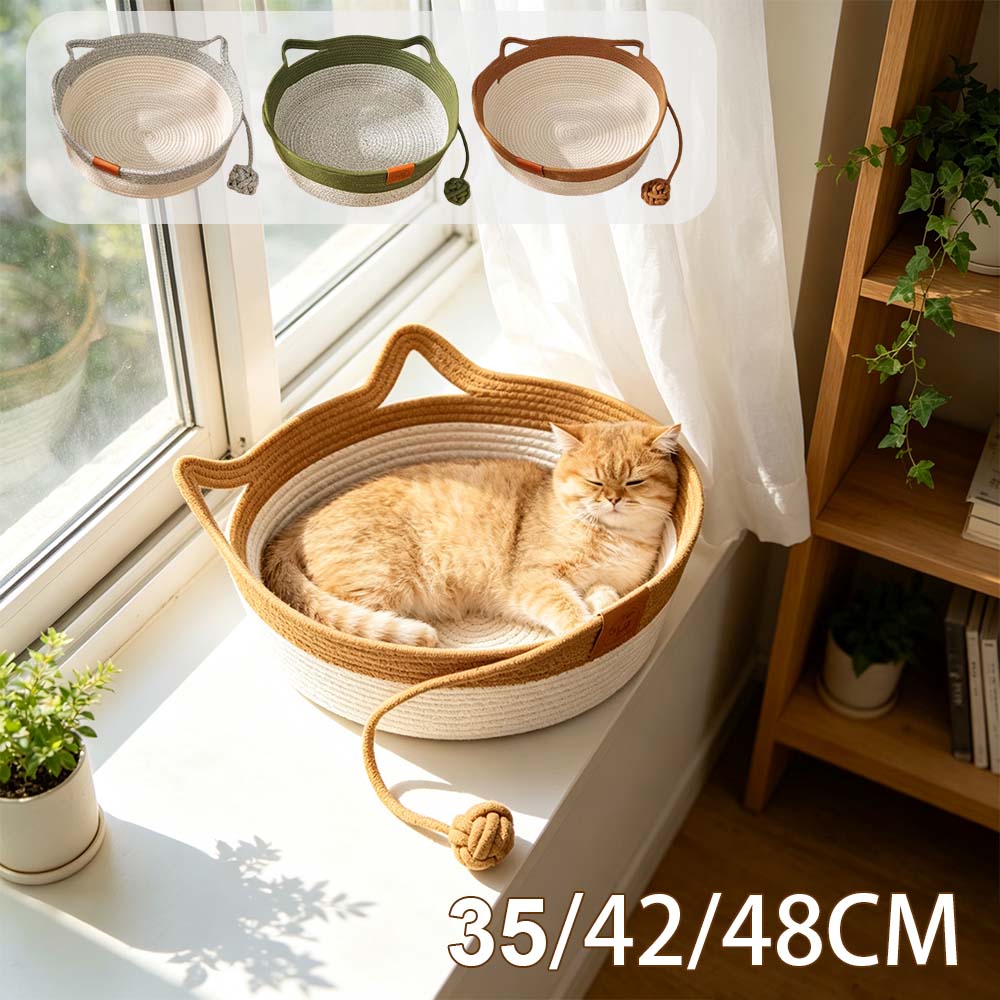 2 in 1 Woven Cat Bed Cat Scratching Bed All Seasons Use Summer Cooling Breathable Puppy House Durable Sleeping Pad Pet Supplies