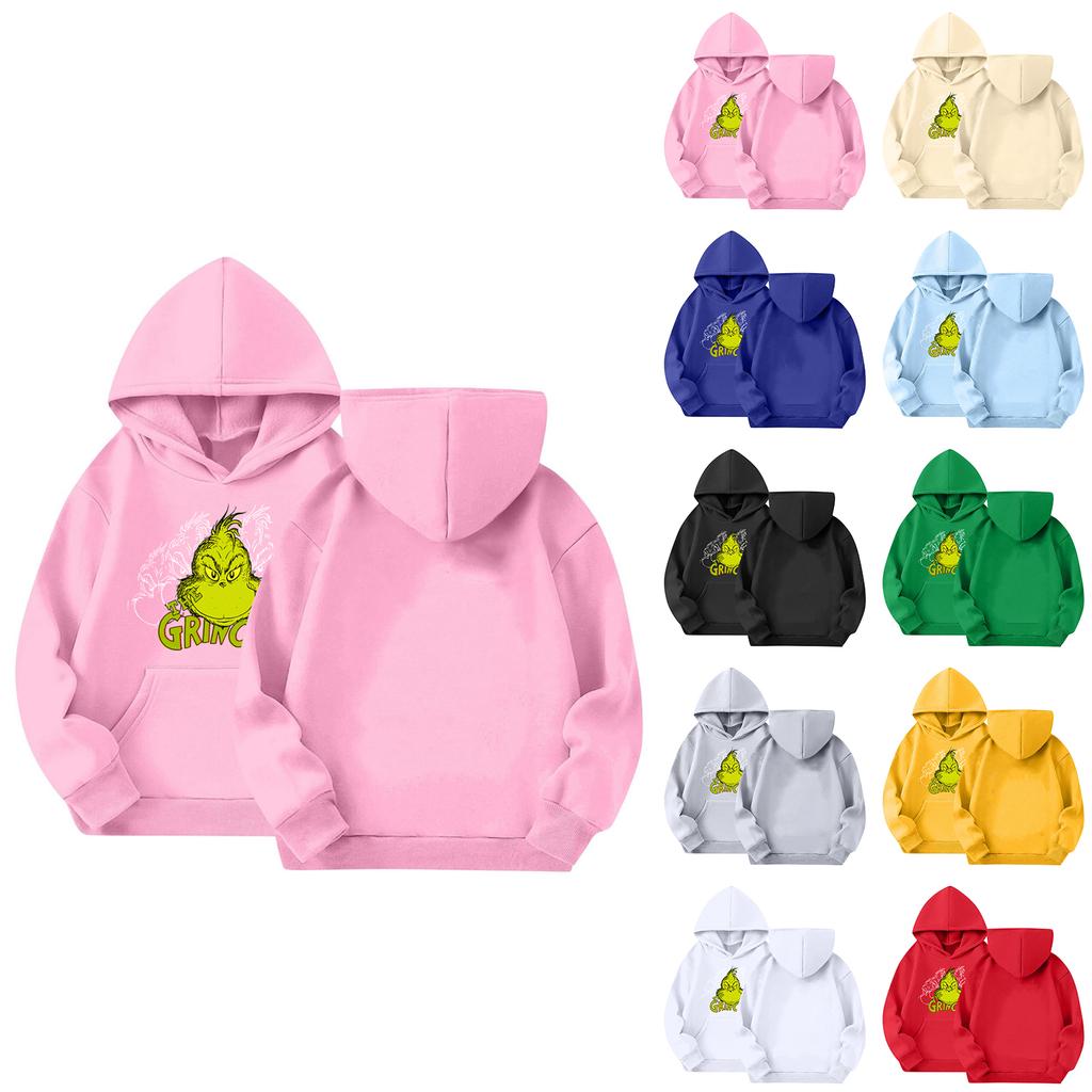 Kids' Long Sleeve Loose Pullover Letter Print Drawstring Hooded Sweatshirt