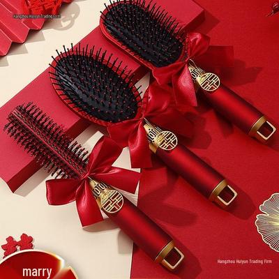 Rotes Hochzeitskamm & Kissen Set: Brautaussteuer Geschenkbox mit Spiegel