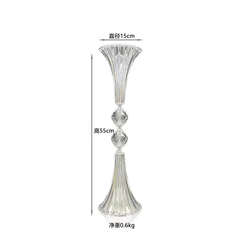 10pcs New Wedding Vase Acrylic Transparent Trumpet Style Table Flower Stand Center Table Decorative Supplies