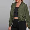 Women's Solid Color Fashionable Sleeve Long Sleeved Zipper Casual Top  Jacket Jacket