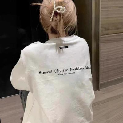 T-shirt da Donna Bianca Larga a Maniche Corte in Cotone - Top Estivo Stile Americano