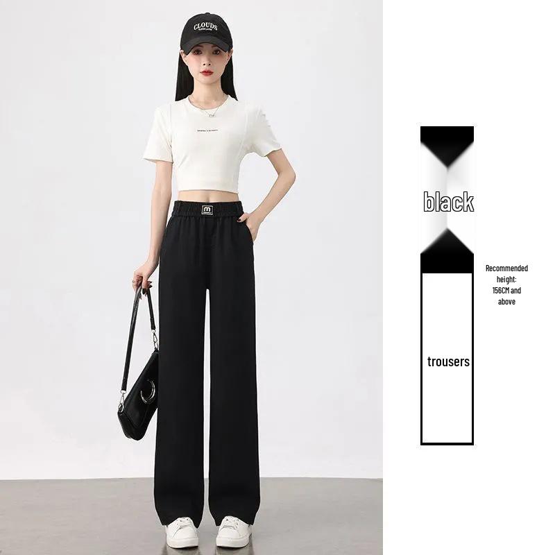 Women's Tencel Ice Silk Denim Summer Pants - Casual, Loose, Elastic Waist, Comfortable, Thin, Narrow Version.