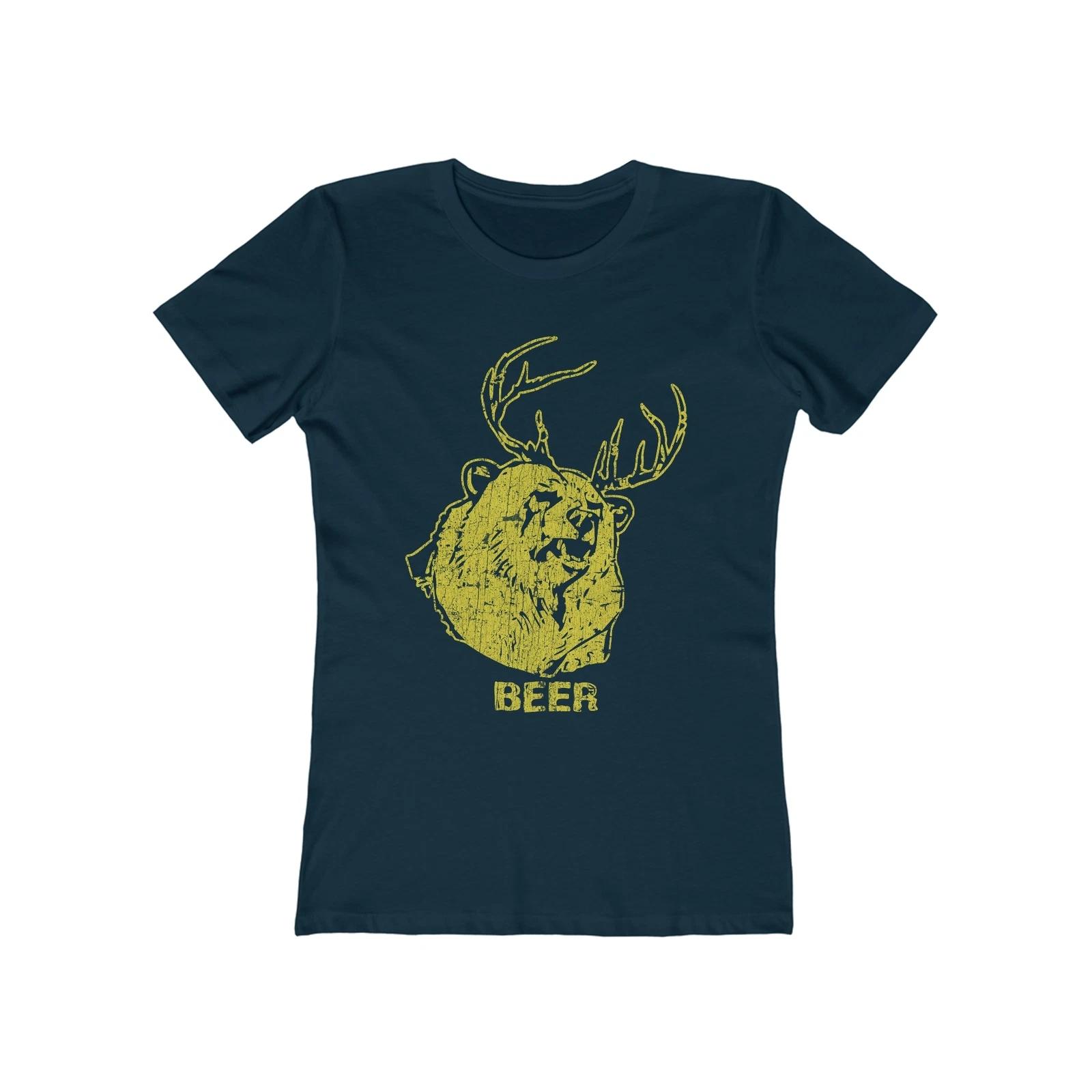 Bear + Deer = Beer 2010 Vintage Women s T shirt L