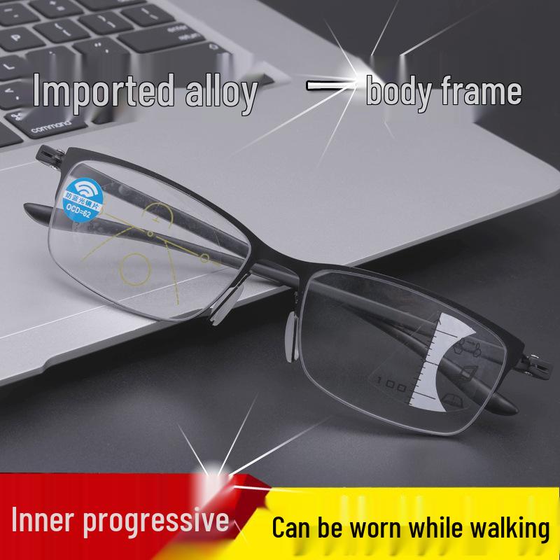 New TR90 Multifocal Progressive Sports-Style HD Reading Glasses, Anti-Blue Light, Suitable for Near and Distance Viewing