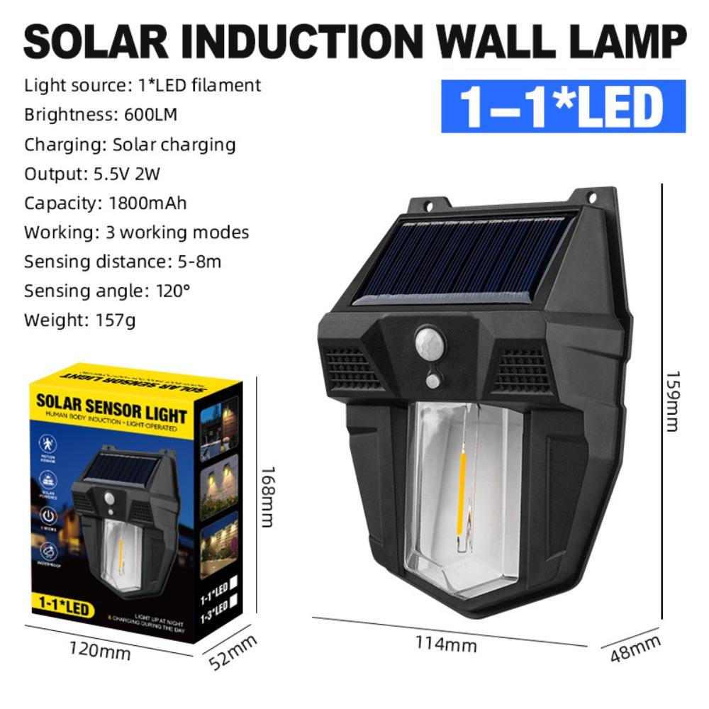 

Solar Powered Solar Wall Lamp Human Body Induction Night Light Multifunctional Villa Lighting 1LED