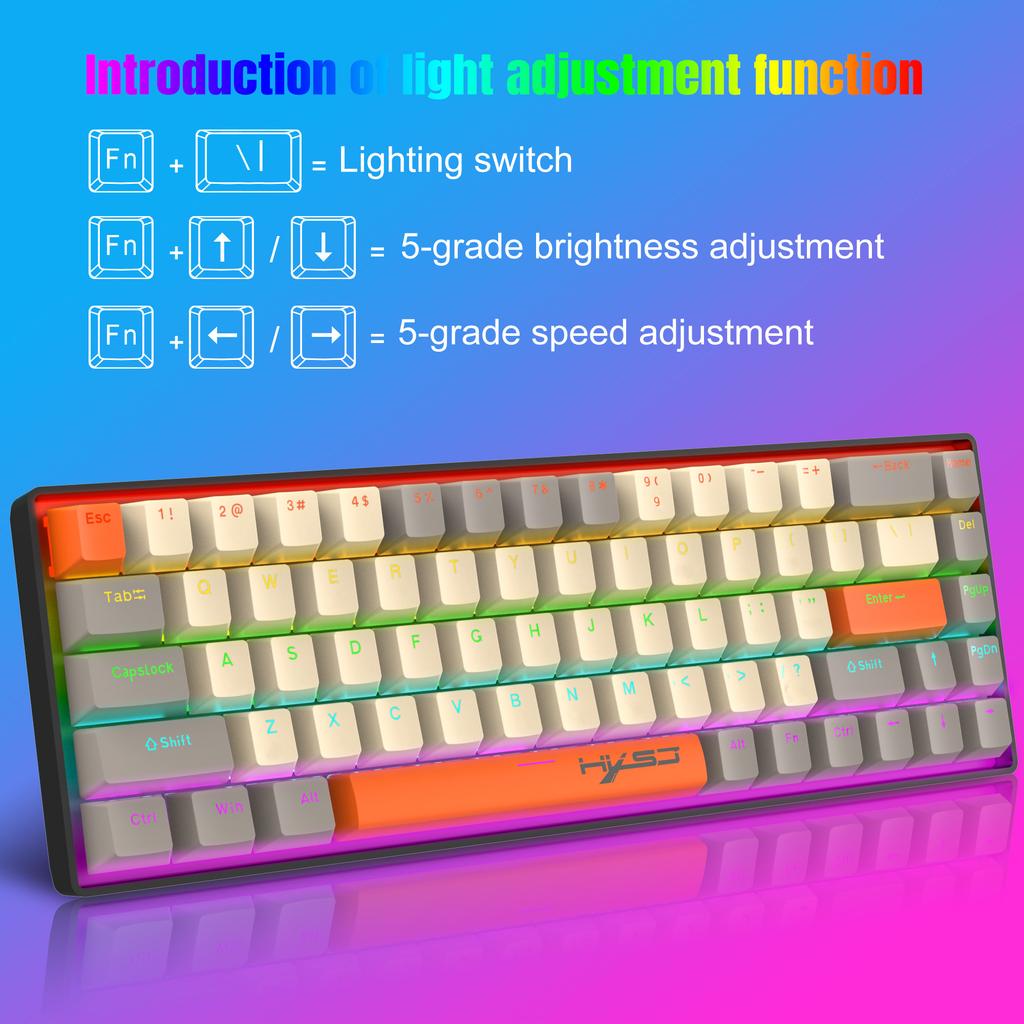 HXSJ K88 Gaming Keyboard 68 Keys Mechanical Wired Keyboard with LED Backlit