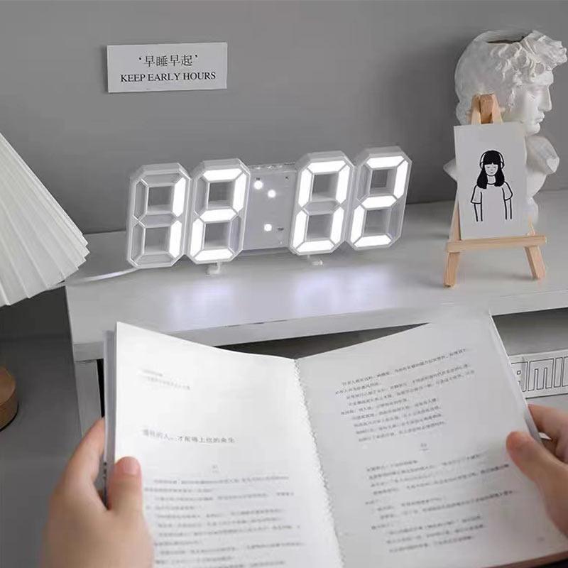 3D Digital Alarm Clock USB Plugged In Student Electronic Alarm Clock Multifunctional Night Light Clock Home Decoration Ornament