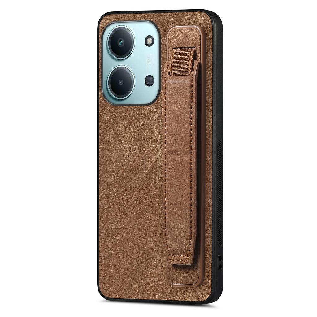 Wristband Kickstand Case For Xiaomi Redmi 15C 5G (EU) (173mm)/15C 4G (EU) (173mm) Leather + TPU Phone Cover