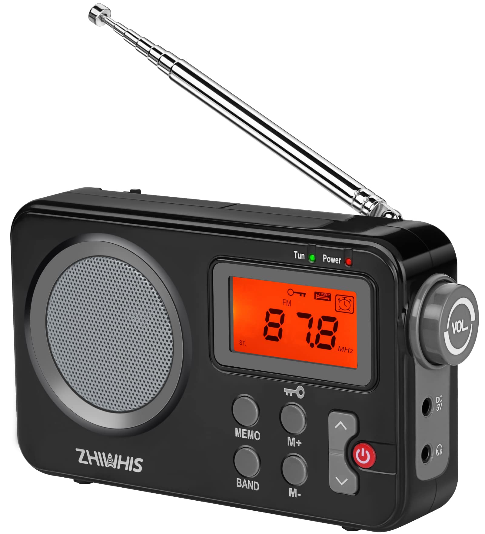 

ZHIWHIS Small High Compatible with Battery Power Volume Disaster Prevention Radio, Portable, Sensitivity, FM/AM/Short Wave/Wide FM, Operated/USB