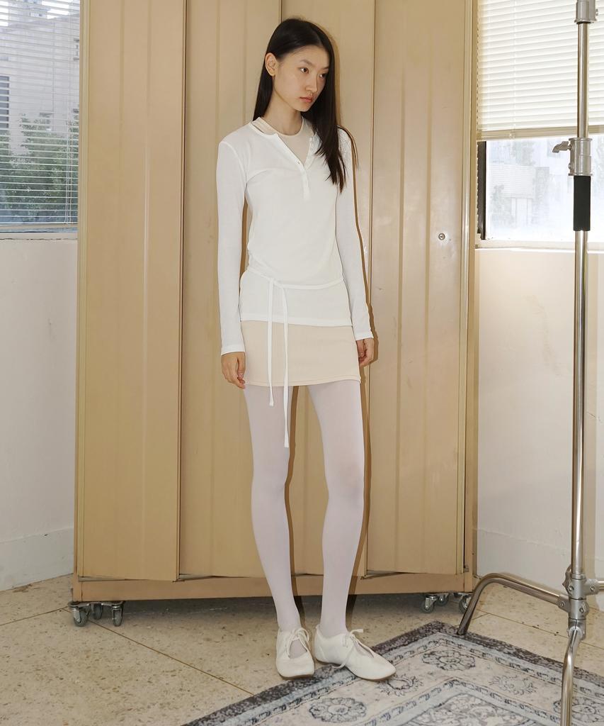 PROVO Button Henley Neck T-Shirt / White