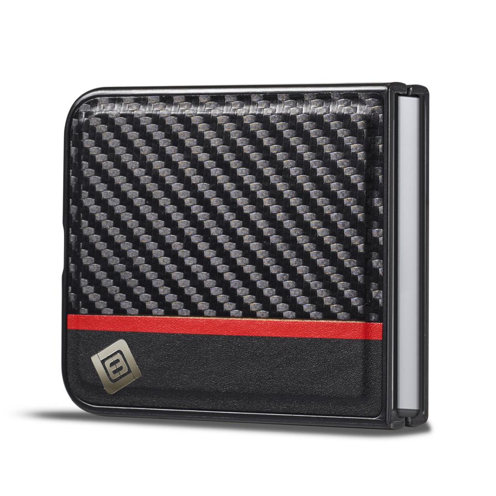 LC.IMEEK For Samsung Galaxy Z Flip5 5G Carbon Fiber Texture Phone Case PU Leather+PC Shockproof Cover