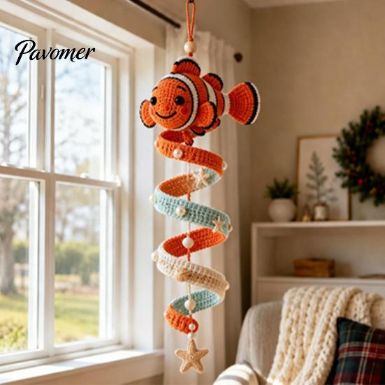 Padrão Fácil de Animais de Crochê Tema Oceano Kit Espiral, Artesanato Decorativo DIY, Conjunto de Tricô de Animais Marinhos Montagem Ornamento Pendurado para Árvore de Natal