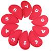 10 Pieces 10Unit Golf Headcover Set Thick Padding Iron Scratch Protection Red