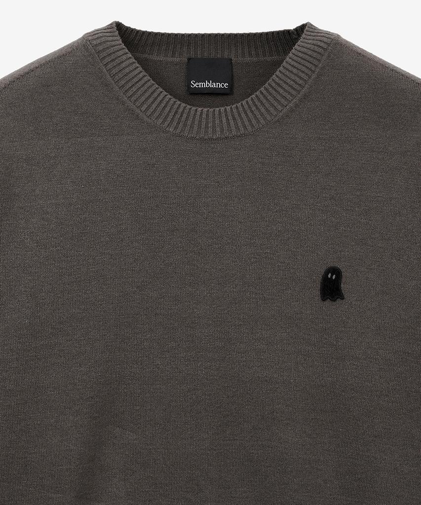 ZIOSONGZIO Semblance Whole Garment Crew Neck Knit Ash Brown Zi2Kt806Aw