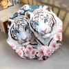 1 PC Automatic Folding Umbrella - White Tiger Pattern, Portable & Foldable Design with 8 Ribs, Christmas Birthday Gifts