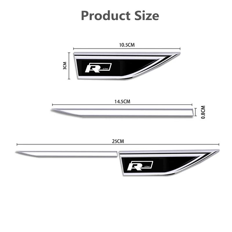 3D Metal Car Leaf Board Side Sticker Auto Door Label Body Decorative Blade Decals For Volkswagen VW RLine R T5 ID3 Tiguan GTI