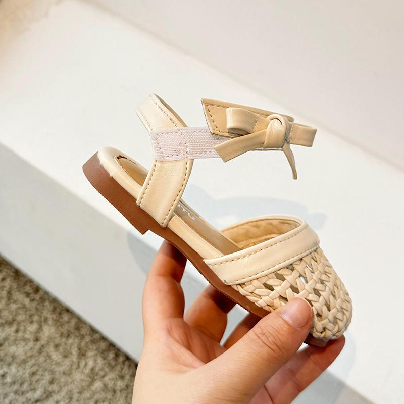 Braided toe cap girls' sandals with soft soles summer new style for children and babies anti-kick lightweight princess sandals