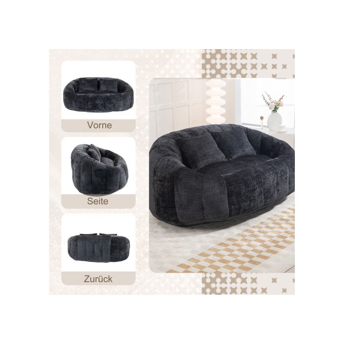 Bean Bag Sofa Lazy Sofa Durable and Comfortable Recliner High Back Bean Bag Chair Sofa (Black Chenille)