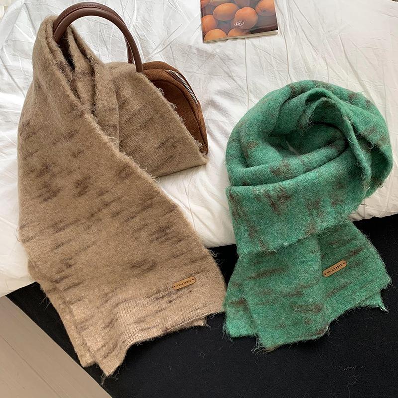 Scarf new thickened warm soft waxy blended women's scarf knitted wool scarf scarf scarf