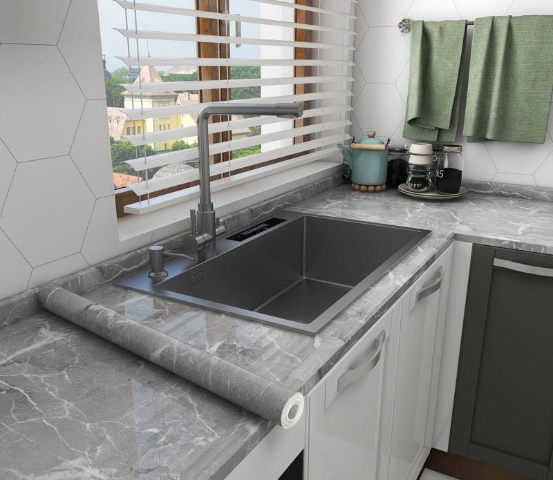 Self Adhesive Marble Vinyl Wallpaper for Kitchen Bathroom Livingroom Home Decoration Waterproof Wall Stickers Films 60x200cm