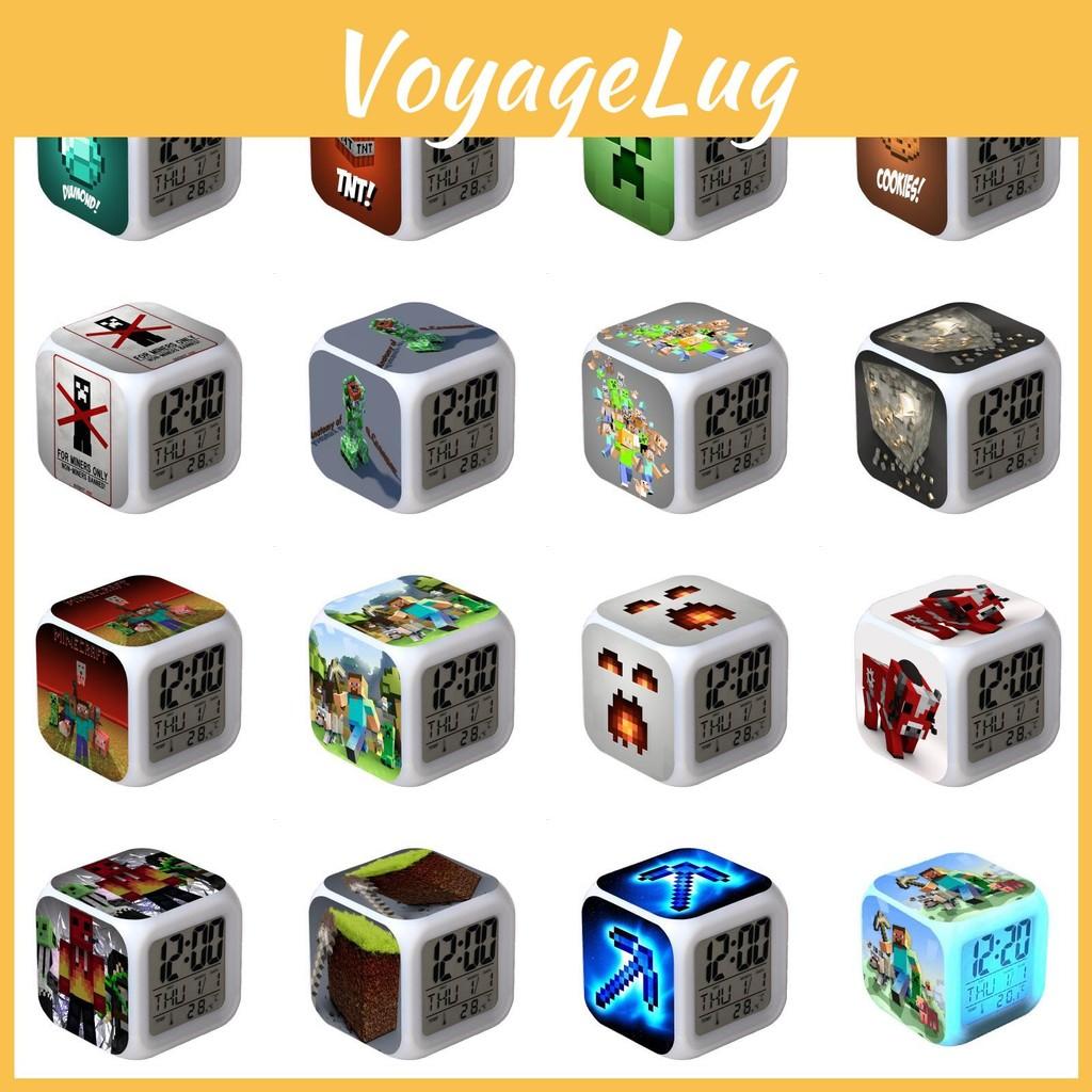 Clock Minecraft Alarm Led Night Light Colourful Changing Desktop Decoration