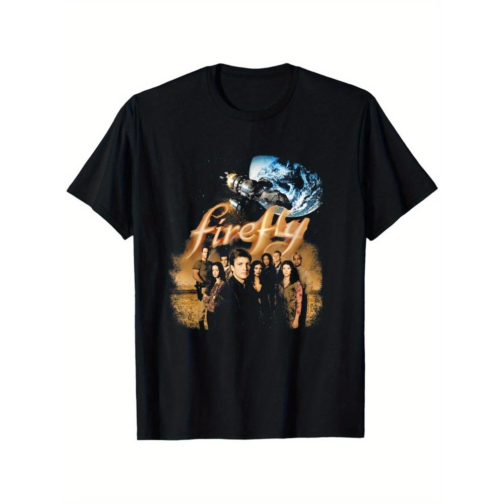 Men's Retro Pattern Sci Fi TV Series T-shirt Summer Cotton Unisex Casual Fashion T-shirt