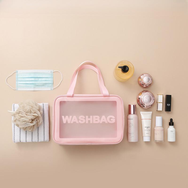 New Transparent Makeup Pack 6 Pcs Set PVC Wash Storage Bags Bath Swimming Beach Bag PU Matte Skincare Sorting Bag