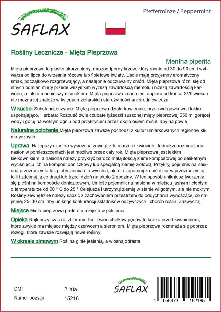 SAFLAX Garden In the Bag - Peppermint - 300 Seeds - With Substrate In a Fitting Stand Up Bag - Mentha Piperita