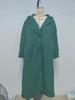 Women's Green Wool Lapel Coat - Autumn/Winter, European/American Style, Beltless, Loose Fit.