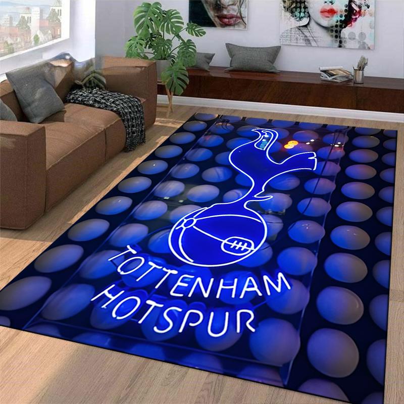 Tottenham Hotspur Logo Blau Neon Stil Teppich für Heimdekoration Geeignet zur Verwendung als Antirutsch für Wohnzimmer Schlafzimmer Sofas