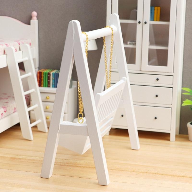 1/12 Casa delle Bambole Mobili in Miniatura Mini Sedia a Dondolo Bianca Sedia a Dondolo da Patio Ruolo per Giocare Giocattolo Adulto per Scena di Gioco Modello