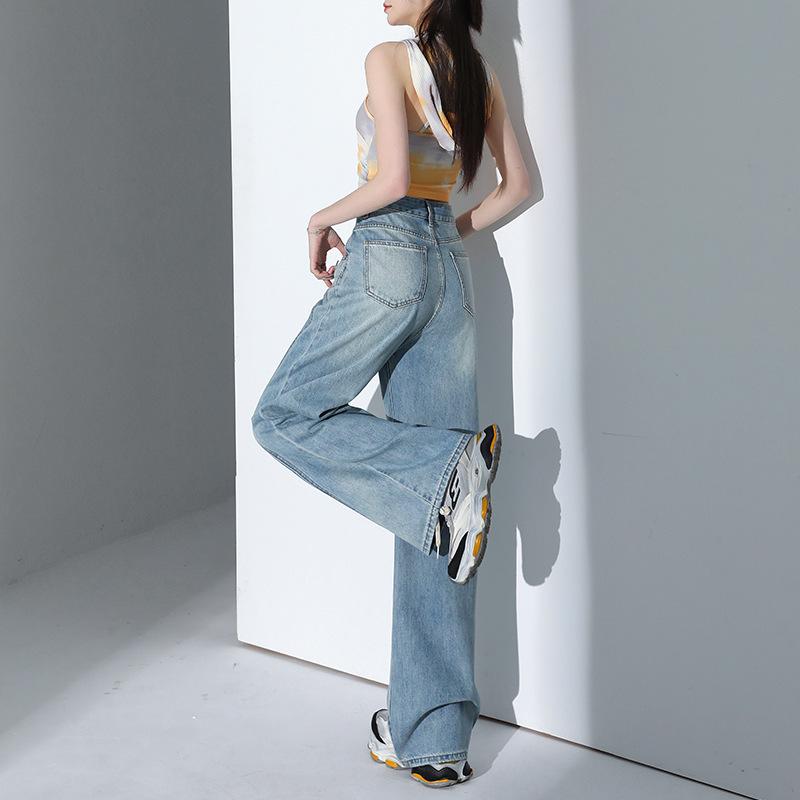 Women's Tencel Lyocell Wide-Leg Jeans: Summer 2025 Lightweight Loose Fit with Slim Draped Design