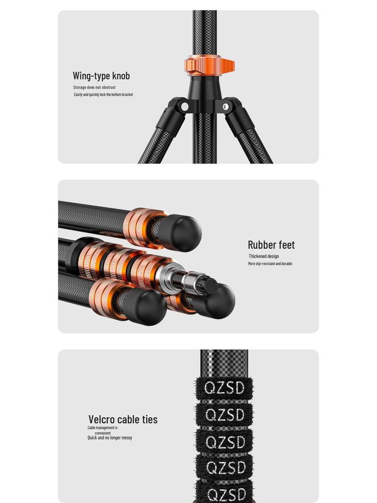 SL0288C Carbon Fiber Tripod: Portable Reverse-Fold Light Stand for Photography & Streaming