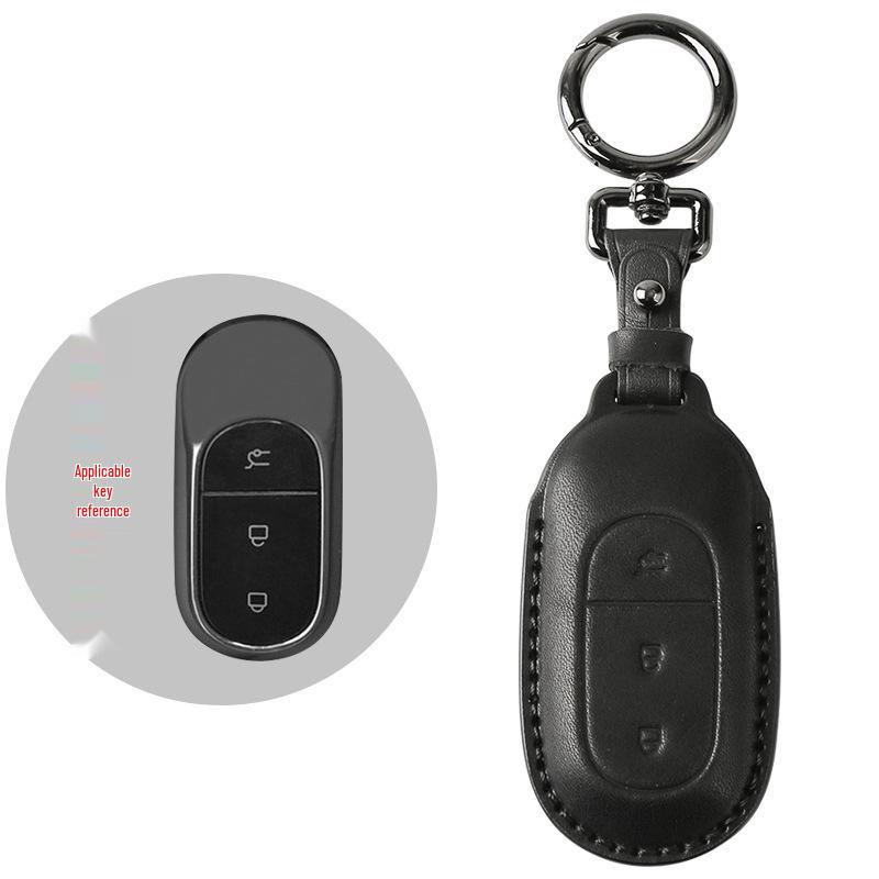 

Handmade Genuine Leather Key Case for 2022 Leapmotor C01 - Top Layer Cowhide Protective Cover чёрный