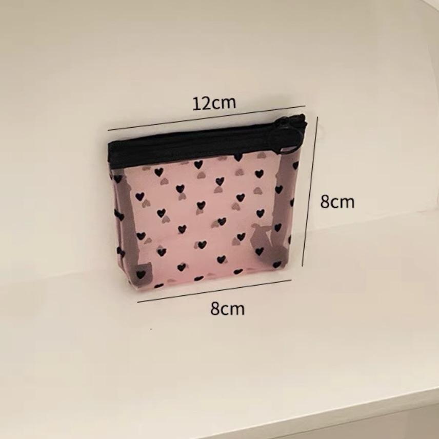 

Ins Mesh Makeup Bag, Heart-shaped Storage Bag, Large Capacity, Toiletry Bag, Portable Cosmetics Storage Bag, Lightweight Design