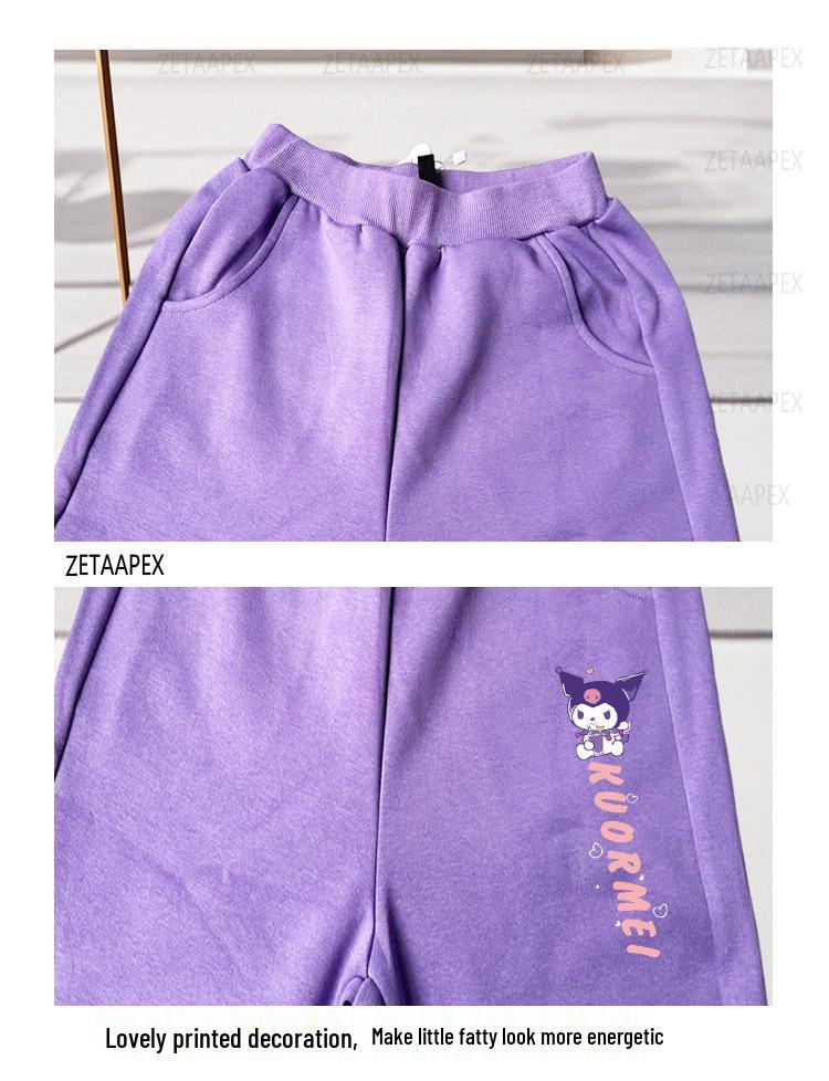 Plus Size Girls' Casual Fleece Sweatpants - Loose Fit for Spring and Fall