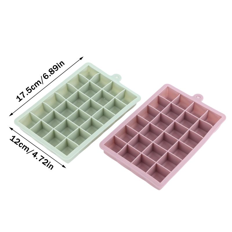1Pc 24-Hole Silicone Ice Tray Square Box Auxiliary Food Puree Cheese Jelly Mold With Lid Bar Kitchen Cocktail Tools Ice Mold