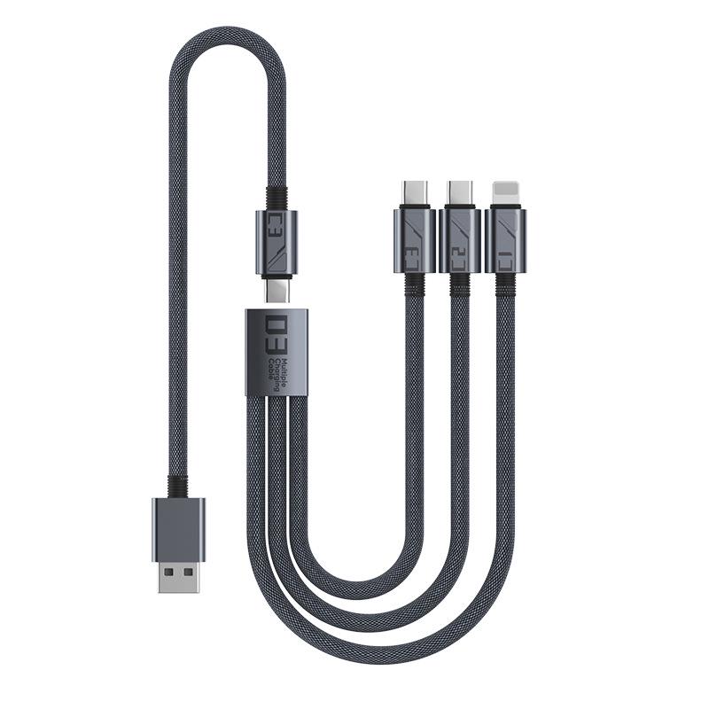 3-in-1 Braided 100W Fast Charging Detachable Cable Bagged Package