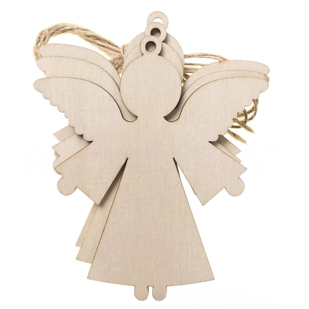 10PCS Wooden Christmas Ornaments Wood Slices DIY Blank Hanging Ornaments Kit for Crafts Centerpieces Christmas Tree Decorations